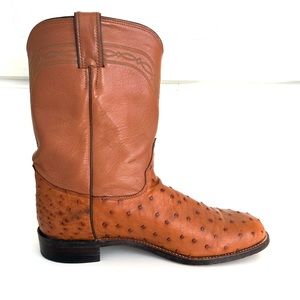 Mens Justin Ostrich Full Quill Leather Cowboy Boots Size 10 1/2